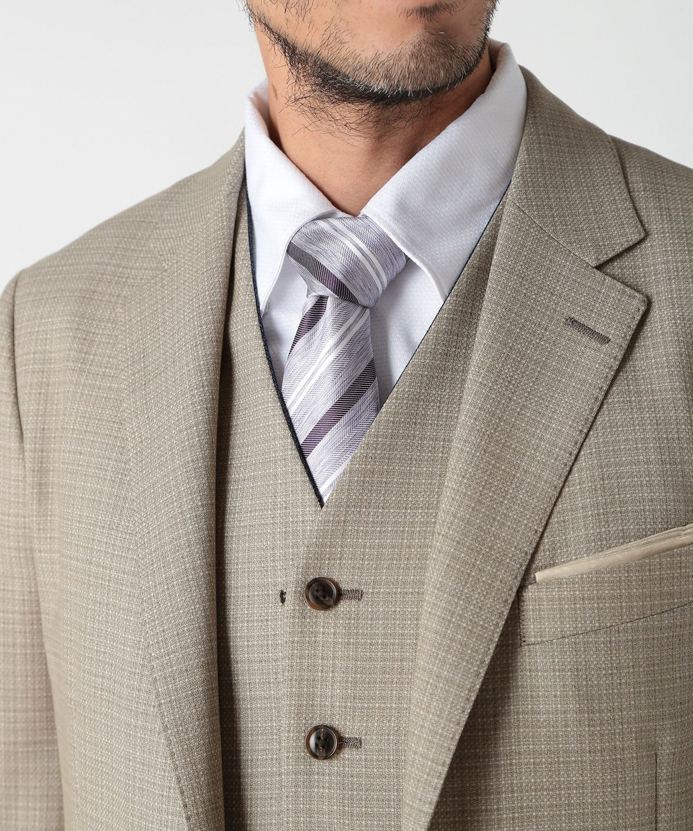 MEN'S BIGI シャンブレーストライプ柄シルクネクタイ ラベンダー