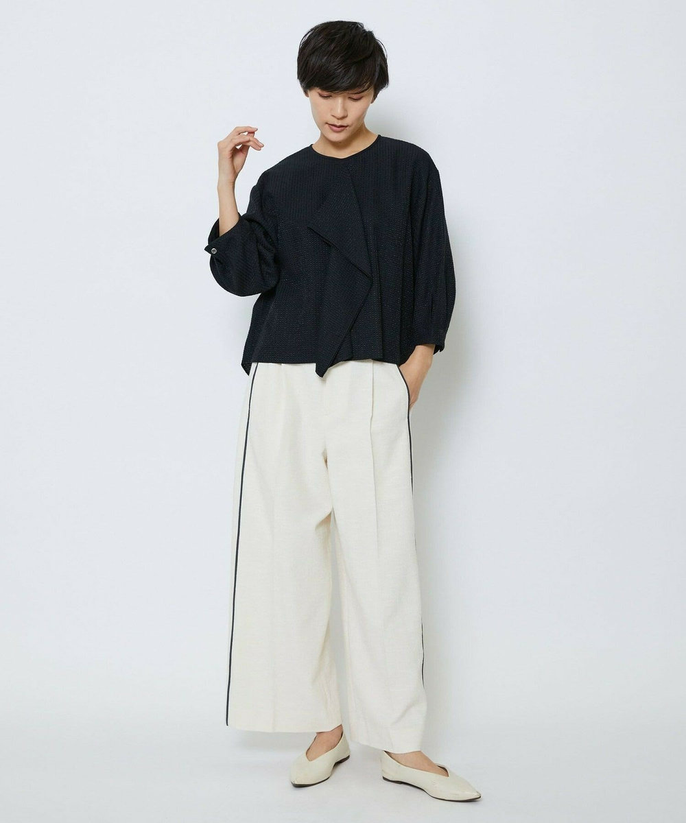MOGA Collection MOGA Collection ミックスツイードタックワイドパンツ オフホワイト