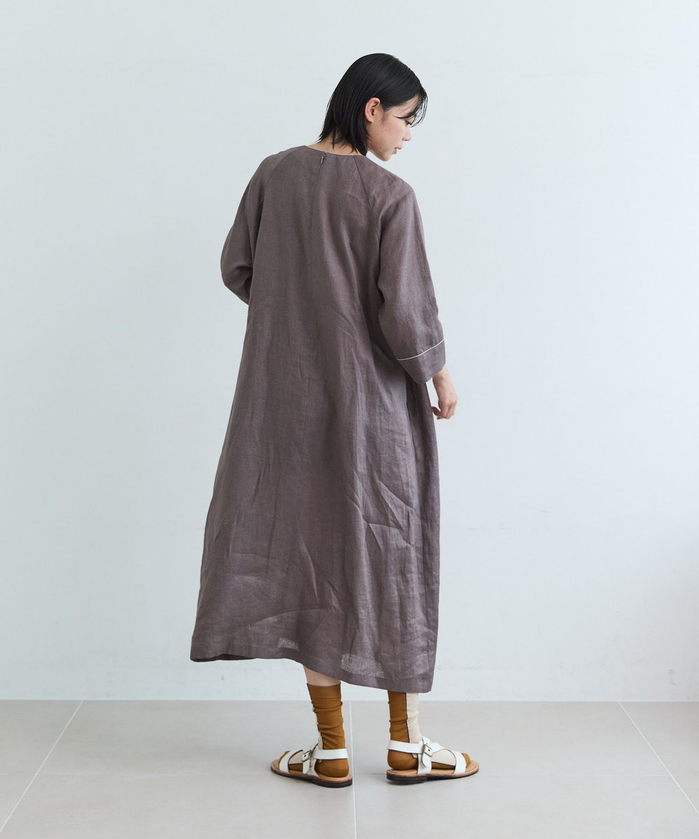 LOISIR ノーザンリネンベルテッドワンピース モカ