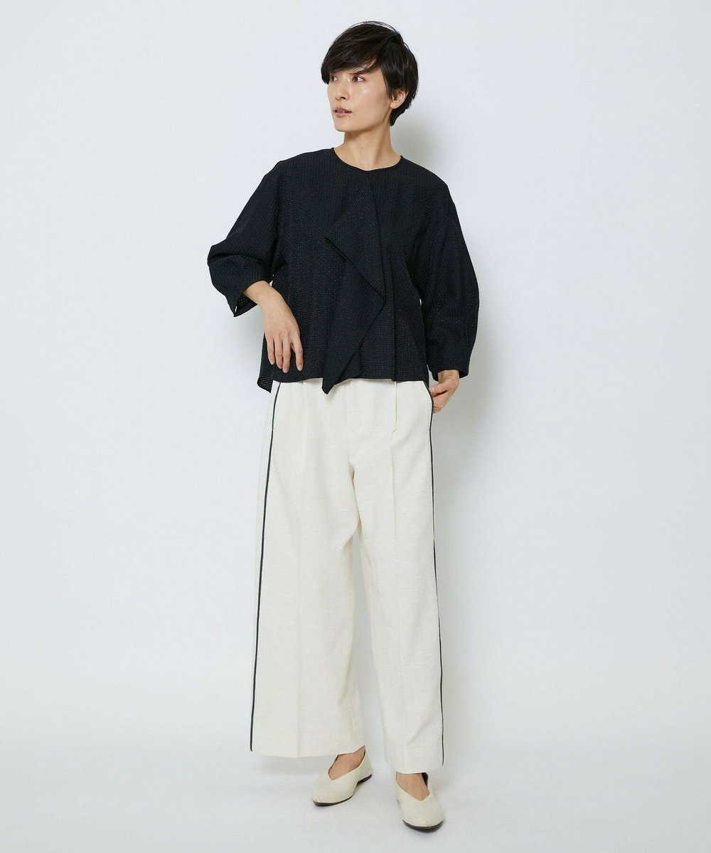 MOGA Collection MOGA Collection ミックスツイードタックワイドパンツ オフホワイト