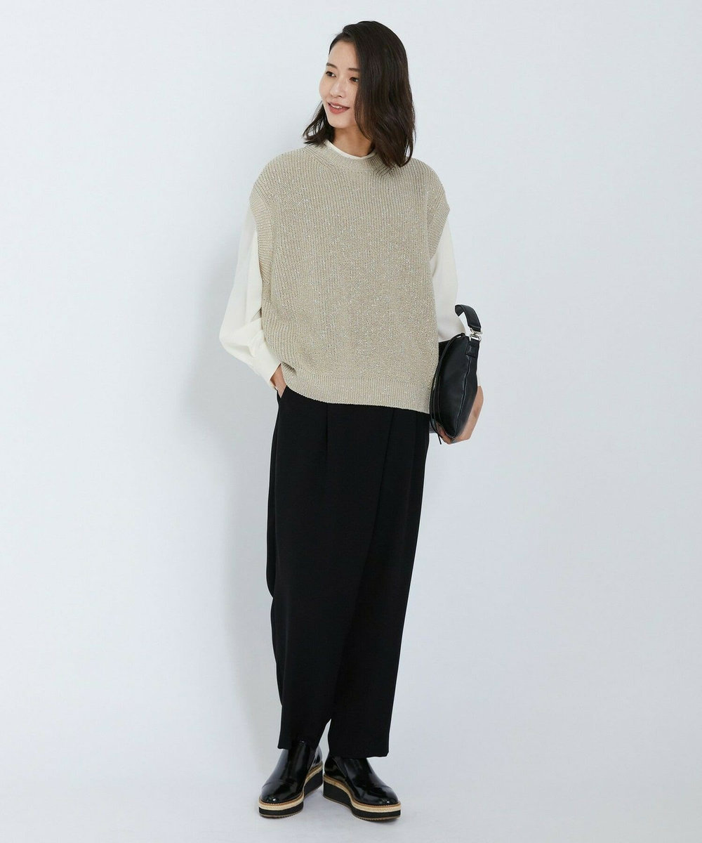 L'EQUIPE ラメノットニットジレ ベージュ
