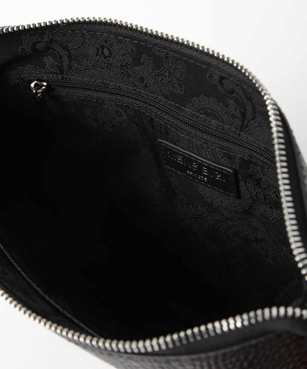 MEN'S BIGI クロコ風レザー横型マルチクラッチバッグ ブラック