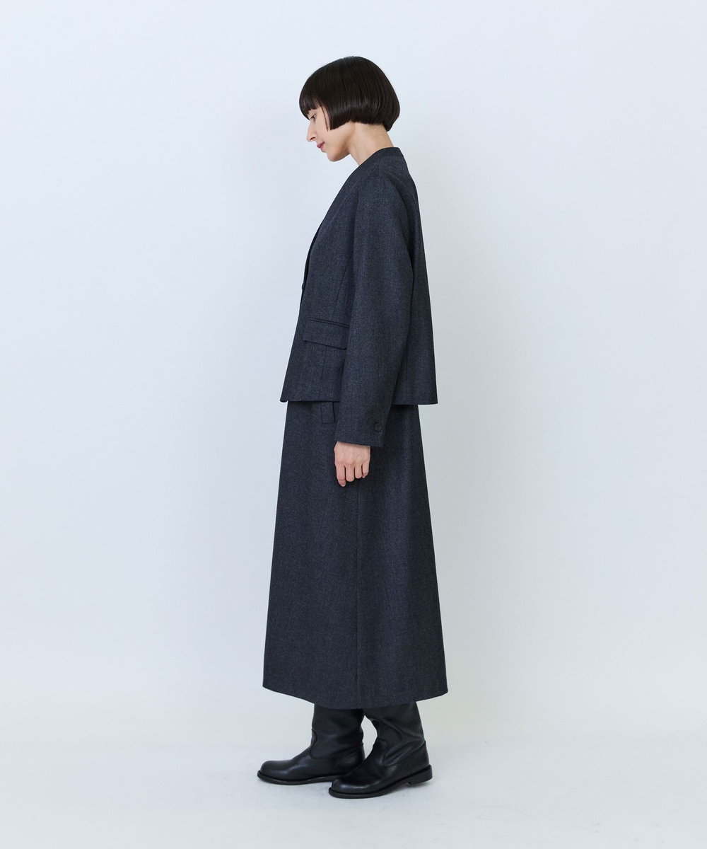LOISIR クラシカルツイードショートジャケット チャコールグレー