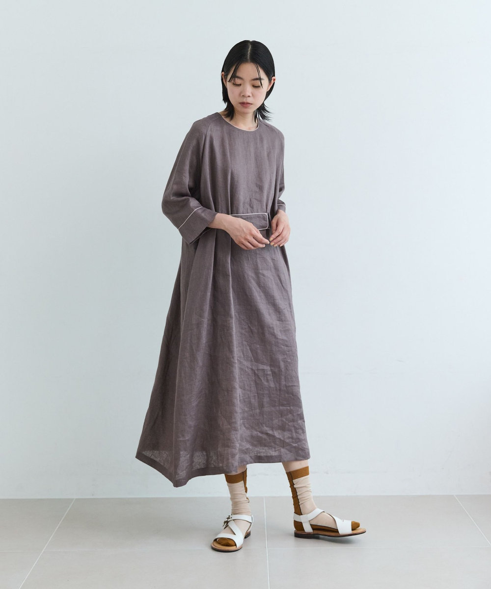 LOISIR ノーザンリネンベルテッドワンピース モカ