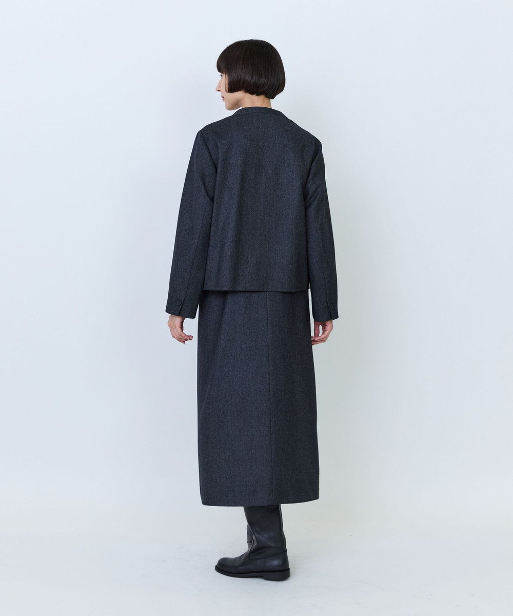 LOISIR クラシカルツイードショートジャケット チャコールグレー