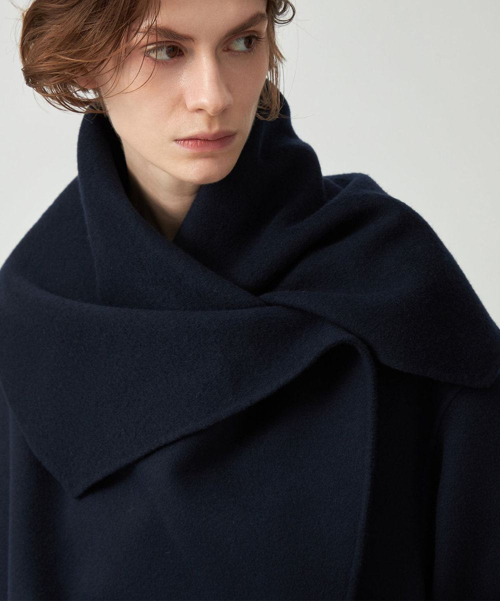 DÉPAREILLÉ DOUBLE FACE BEAVER BIG COLLAR COAT / ダブルフェイスビーバービッグカラーコート ネイビー
