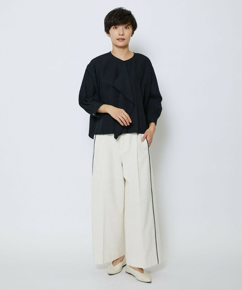 MOGA Collection MOGA Collection ミックスツイードタックワイドパンツ オフホワイト