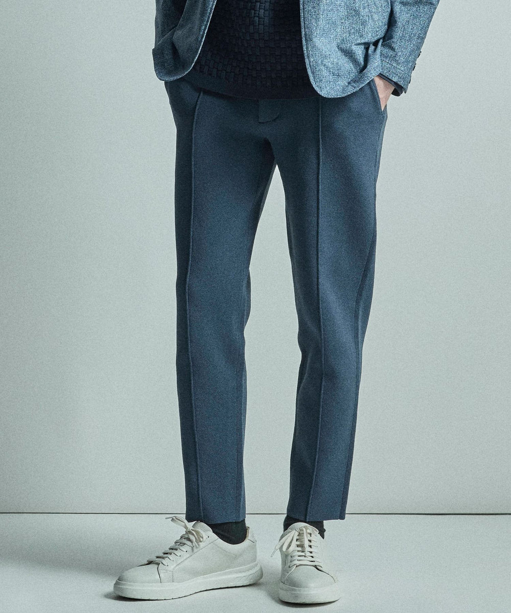 MEN'S BIGI 【ACTIVE TAILOR/アクティブテイラー】ミラノリブニットパンツ＜マシンウォッシャブル＞ ネイビー