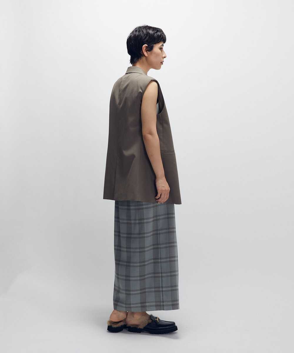1er Arrondissement TWチェックラップスカート グリーン