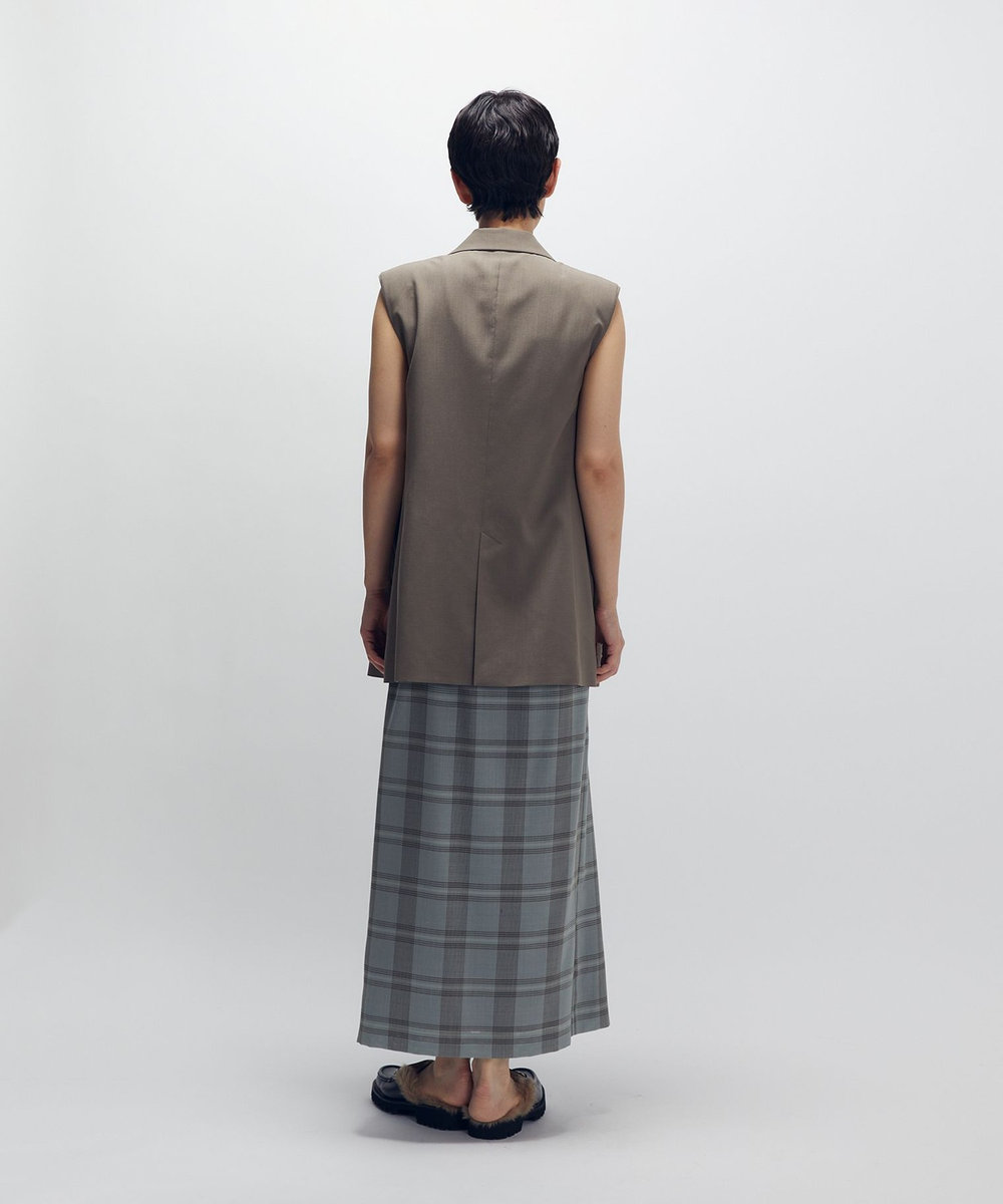 1er Arrondissement TWチェックラップスカート グリーン