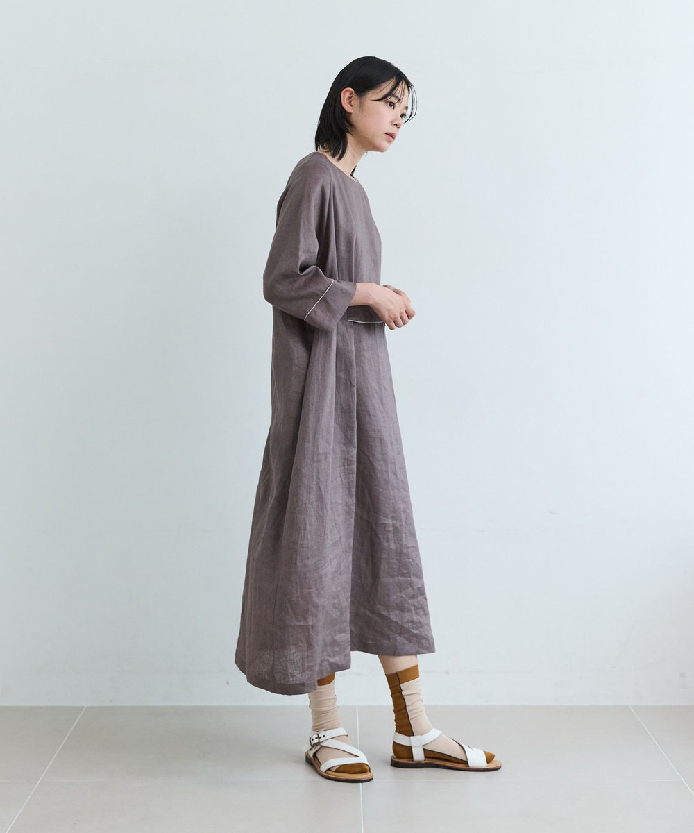 LOISIR ノーザンリネンベルテッドワンピース モカ