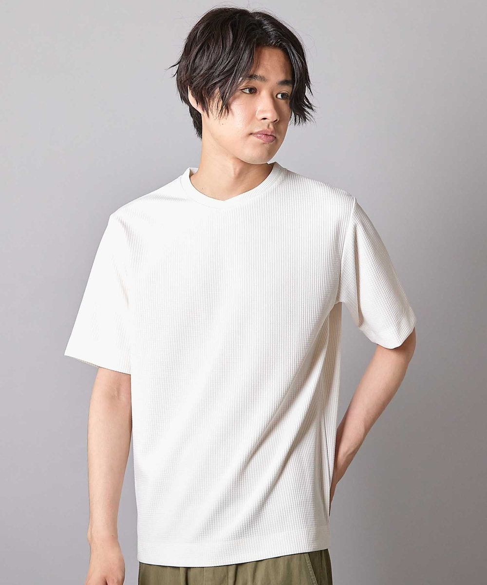 UNION STATION ジャガードストライプTシャツ ホワイト