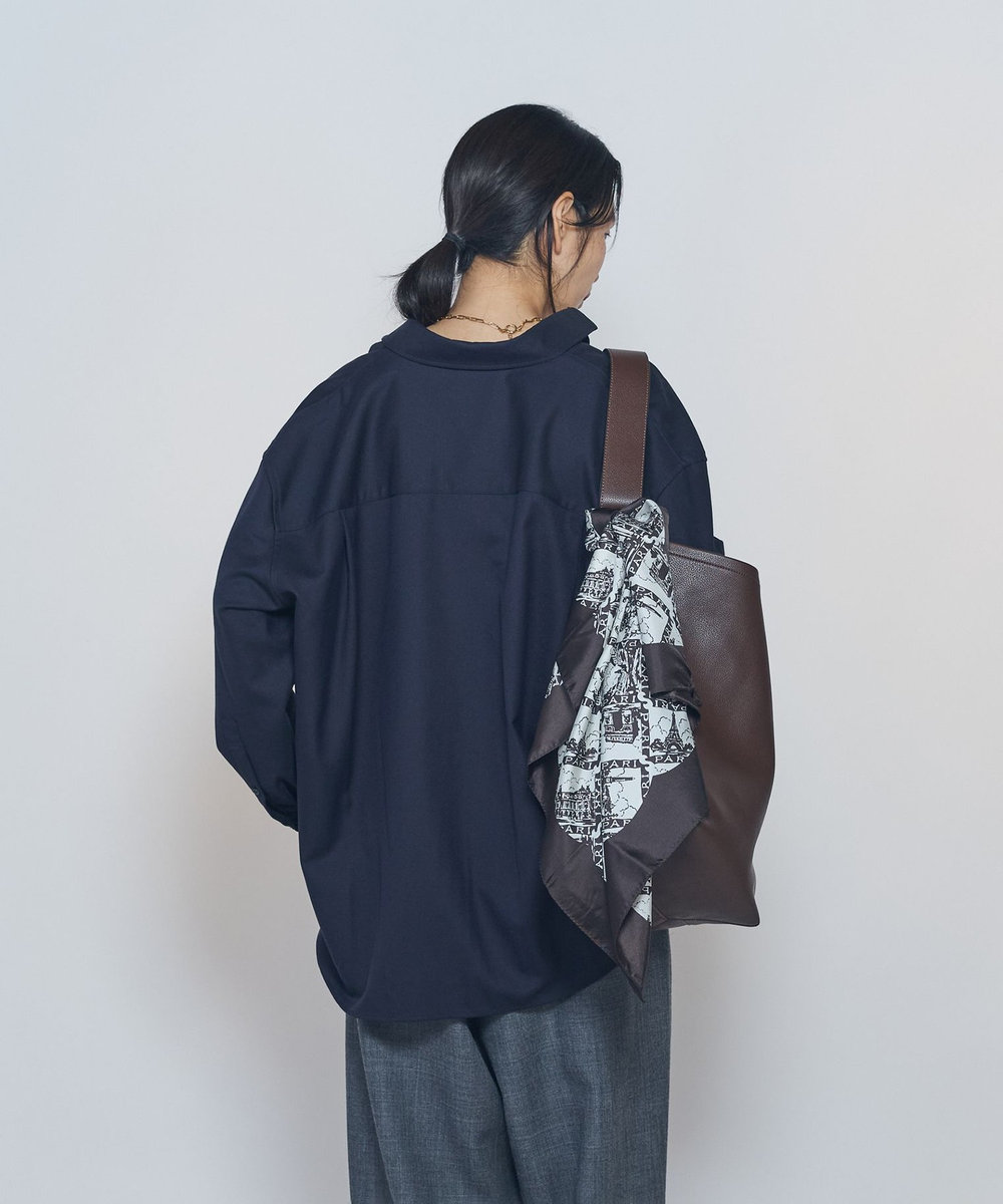 1er Arrondissement ミックスウールシャツ ネイビー