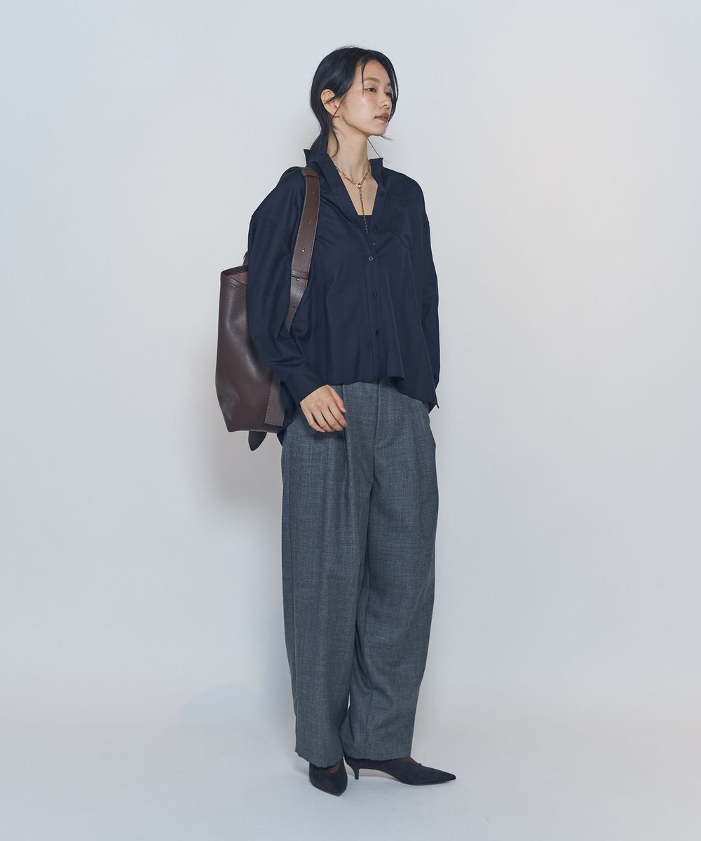 1er Arrondissement ミックスウールシャツ ネイビー