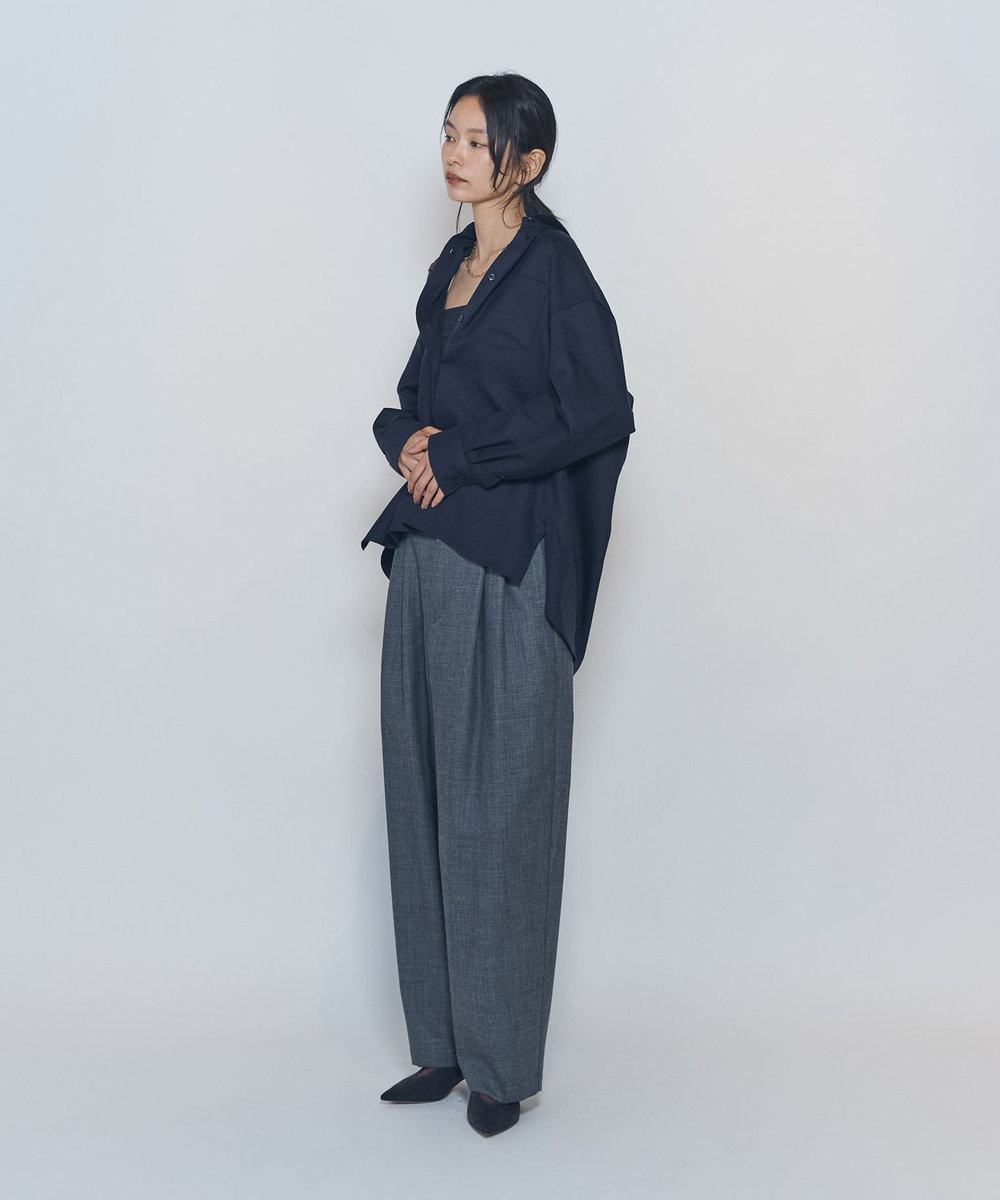 1er Arrondissement ミックスウールシャツ ネイビー