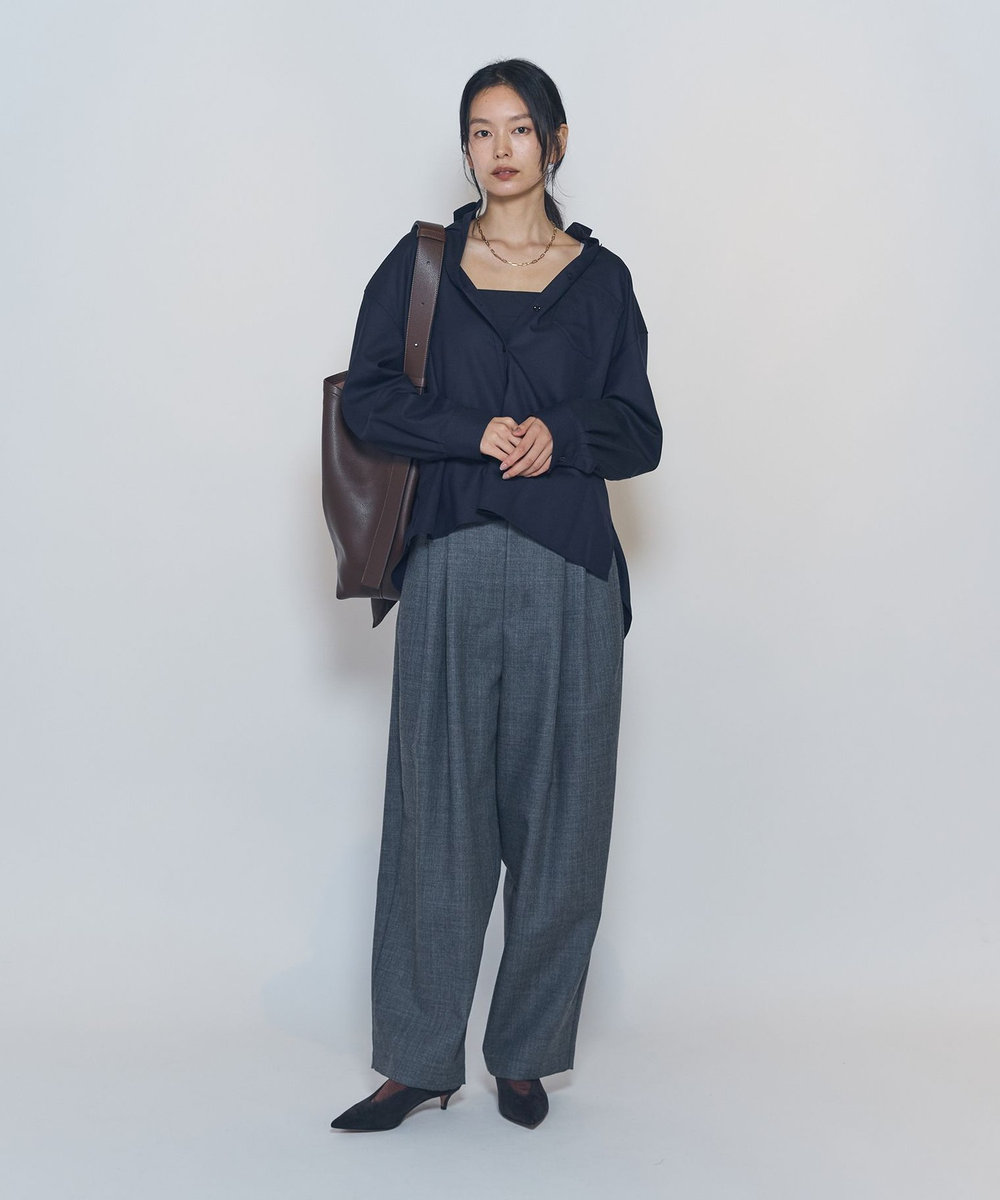 1er Arrondissement ミックスウールシャツ ネイビー