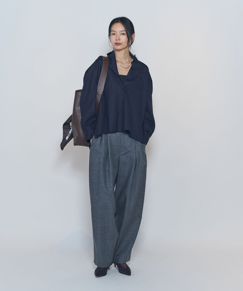 1er Arrondissement ミックスウールシャツ ネイビー