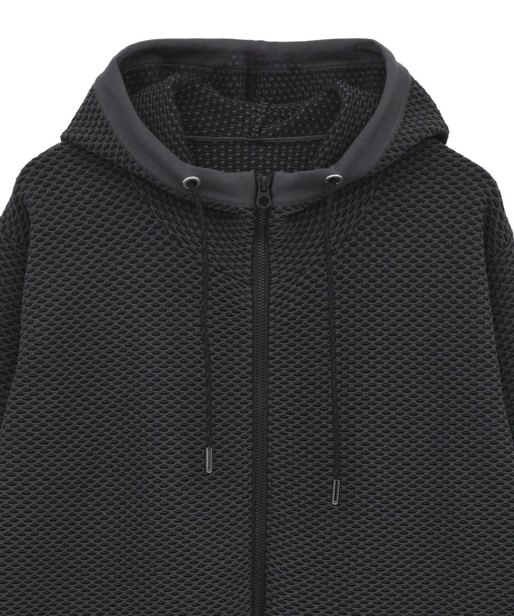 MEN'S BIGI ハニカムニット ジップパーカー ブラック系その他