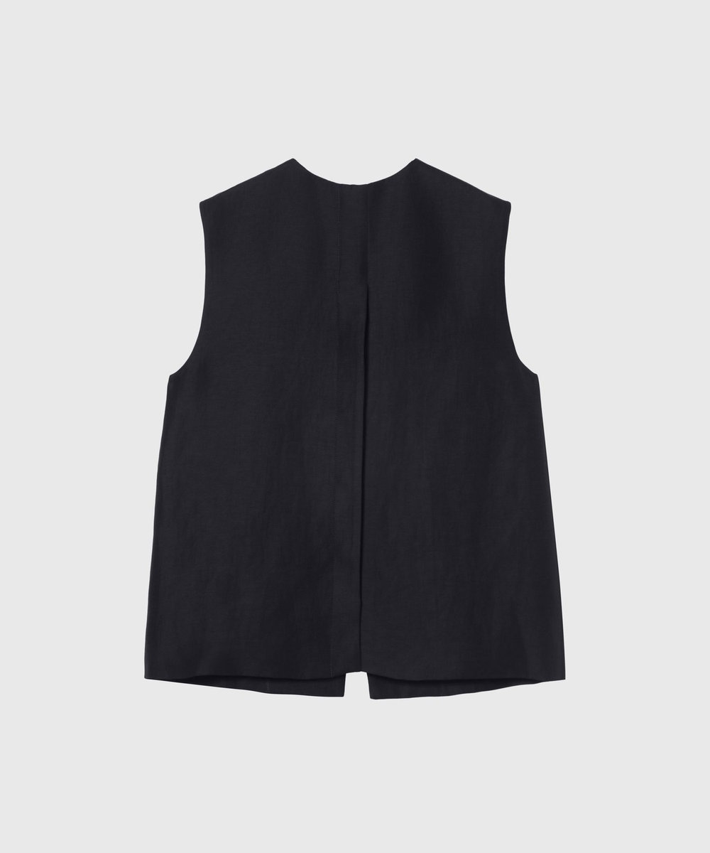 DÉPAREILLÉ TRIACETATE LINEN GILET / トリアセテートリネンジレ ネイビー