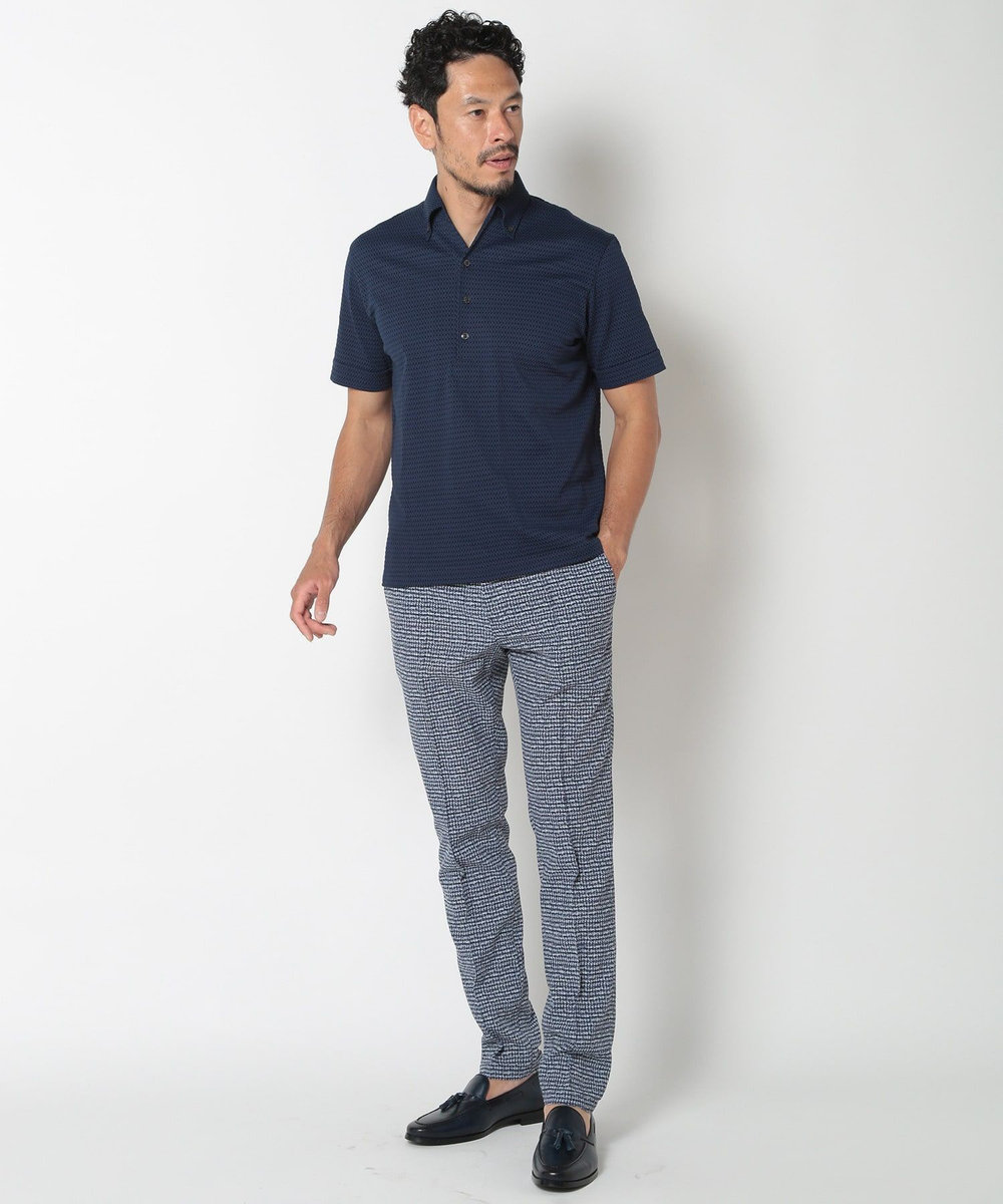 MEN'S BIGI 【ACTIVE TAILOR】COOL MAXサッカー織りワンピースカラーポロシャツ ネイビー