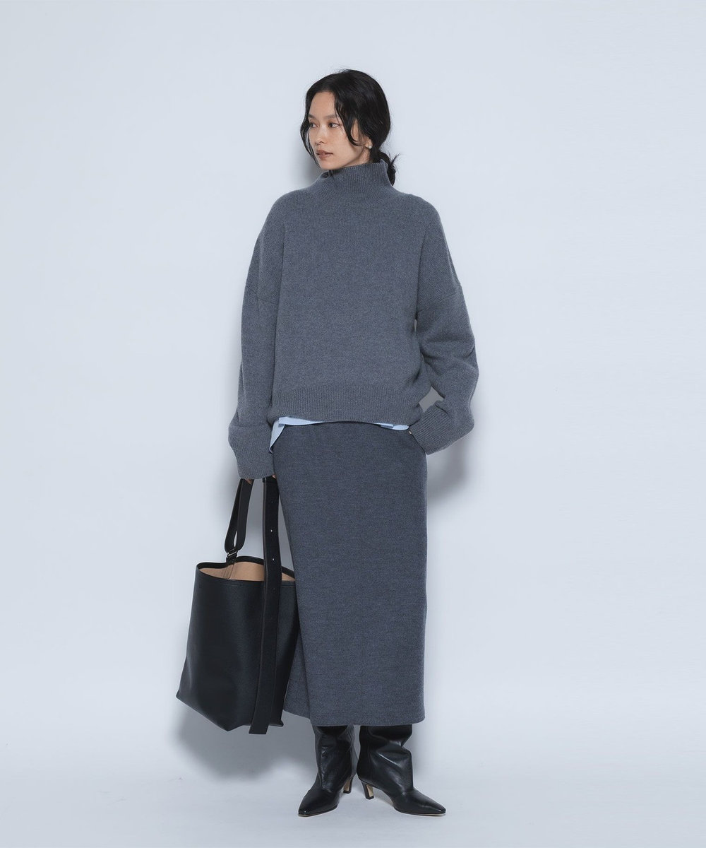 1er Arrondissement ウールカシミアボトルネックニット グレー