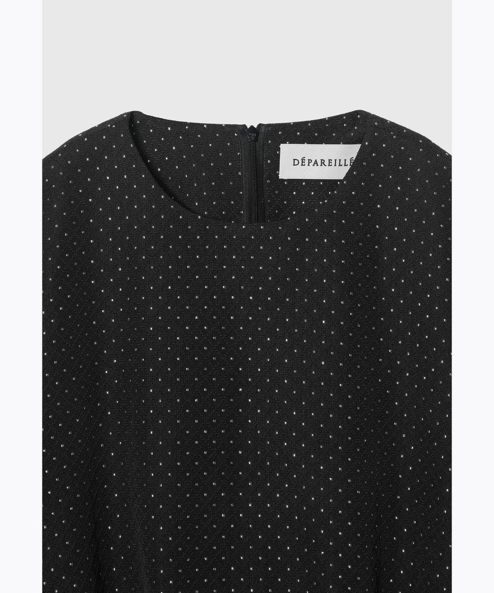 DÉPAREILLÉ METALLIC DOT JACQUARD GATHER BLOUSE / メタリックドットジャガードギャザーブラウス ブラック