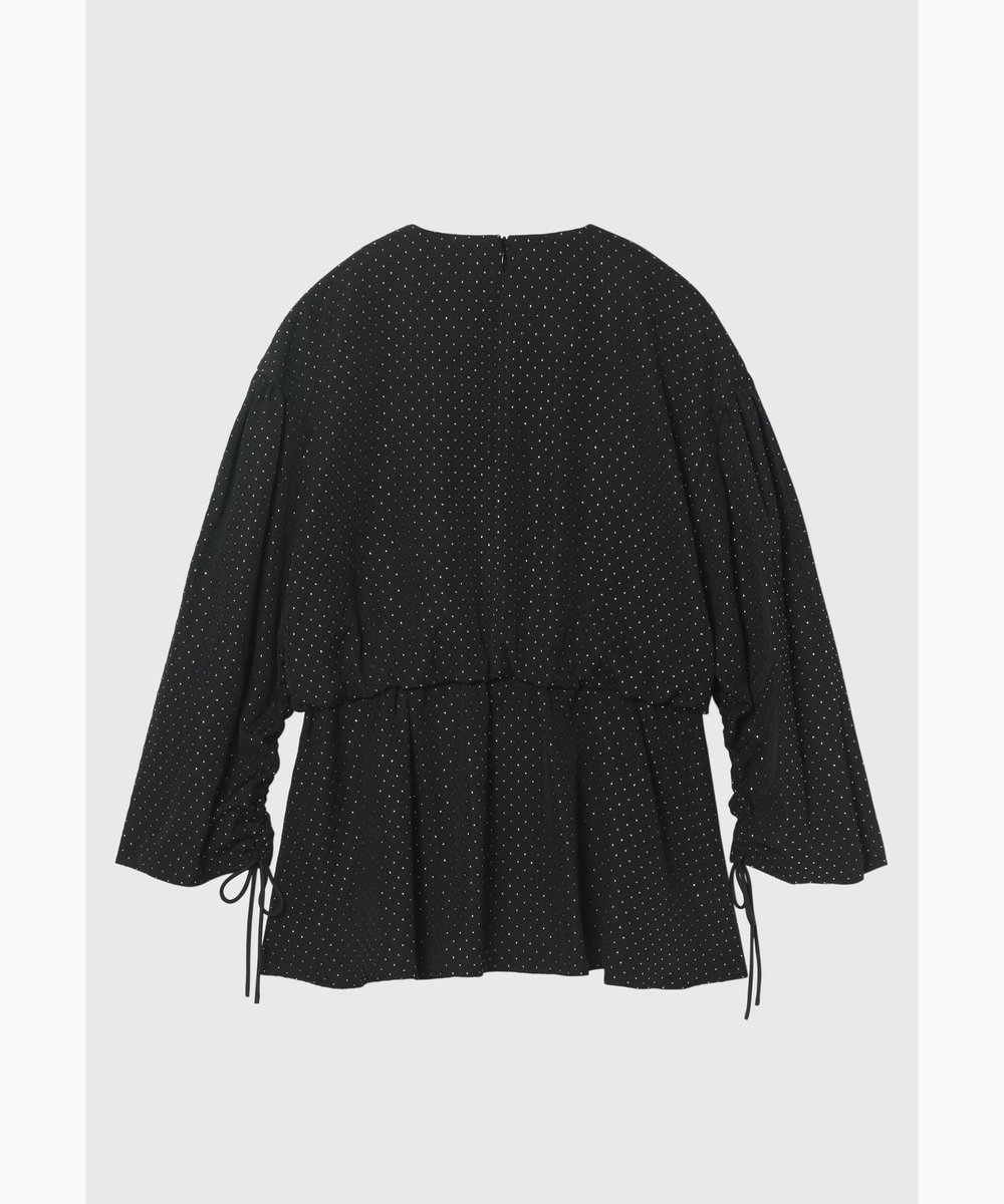 DÉPAREILLÉ METALLIC DOT JACQUARD GATHER BLOUSE / メタリックドットジャガードギャザーブラウス ブラック