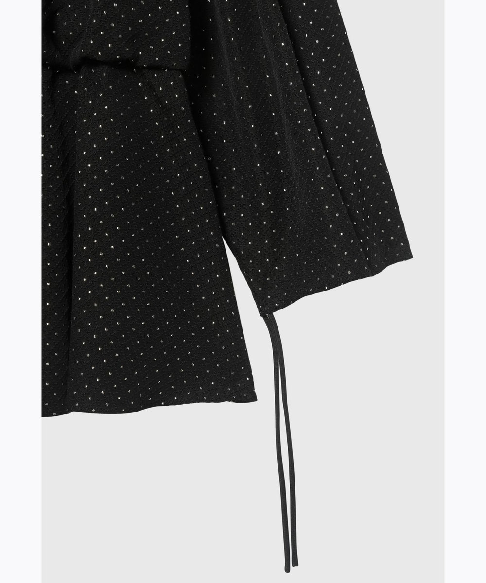 DÉPAREILLÉ METALLIC DOT JACQUARD GATHER BLOUSE / メタリックドットジャガードギャザーブラウス ブラック