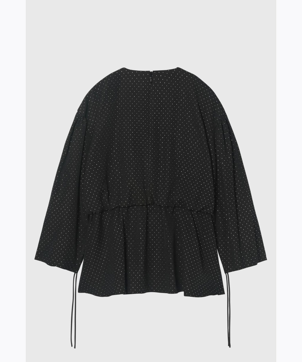 DÉPAREILLÉ METALLIC DOT JACQUARD GATHER BLOUSE / メタリックドットジャガードギャザーブラウス ブラック