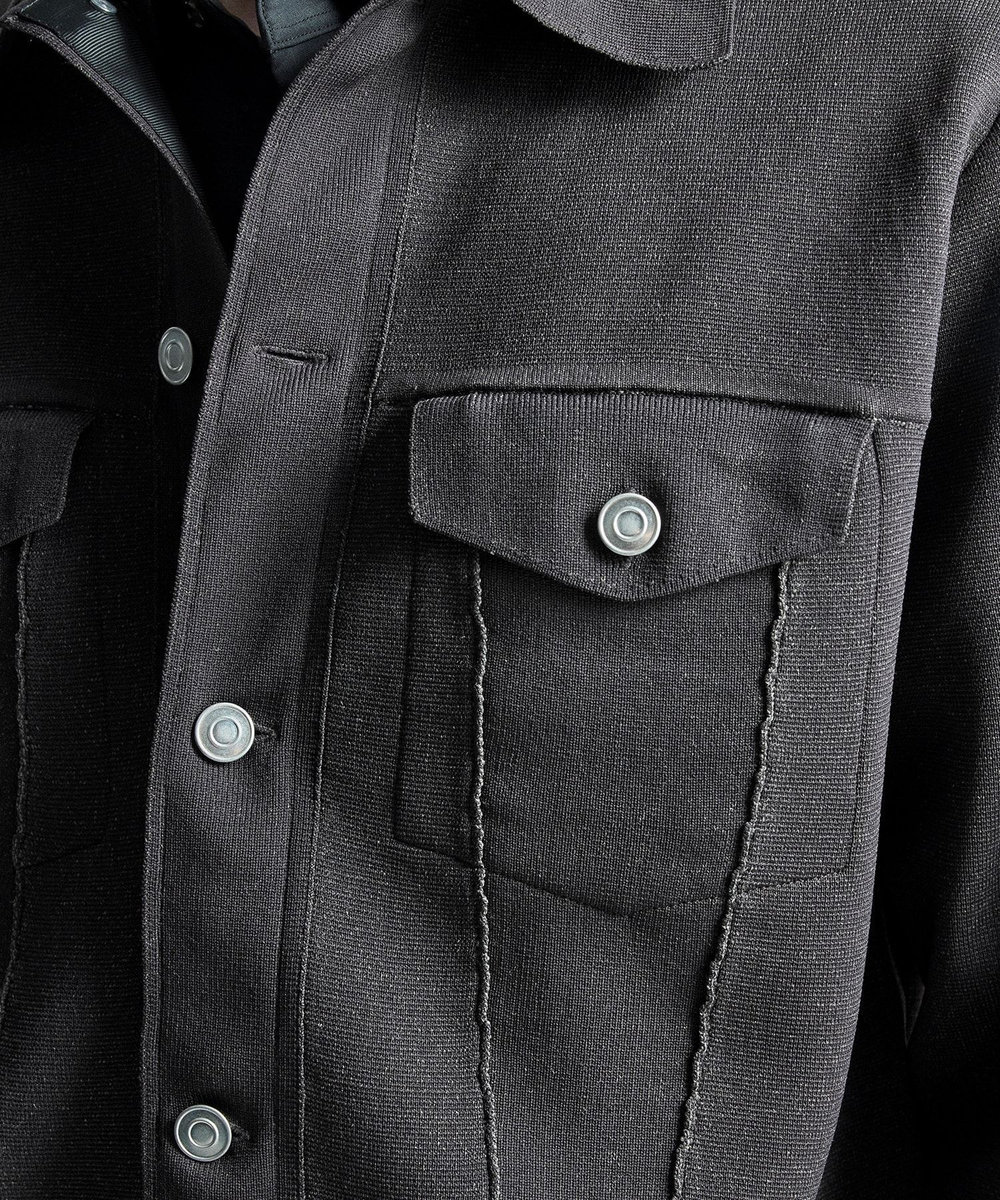MEN'S BIGI デニムジャケット風ミラノリブニットアウター ブラウン系その他