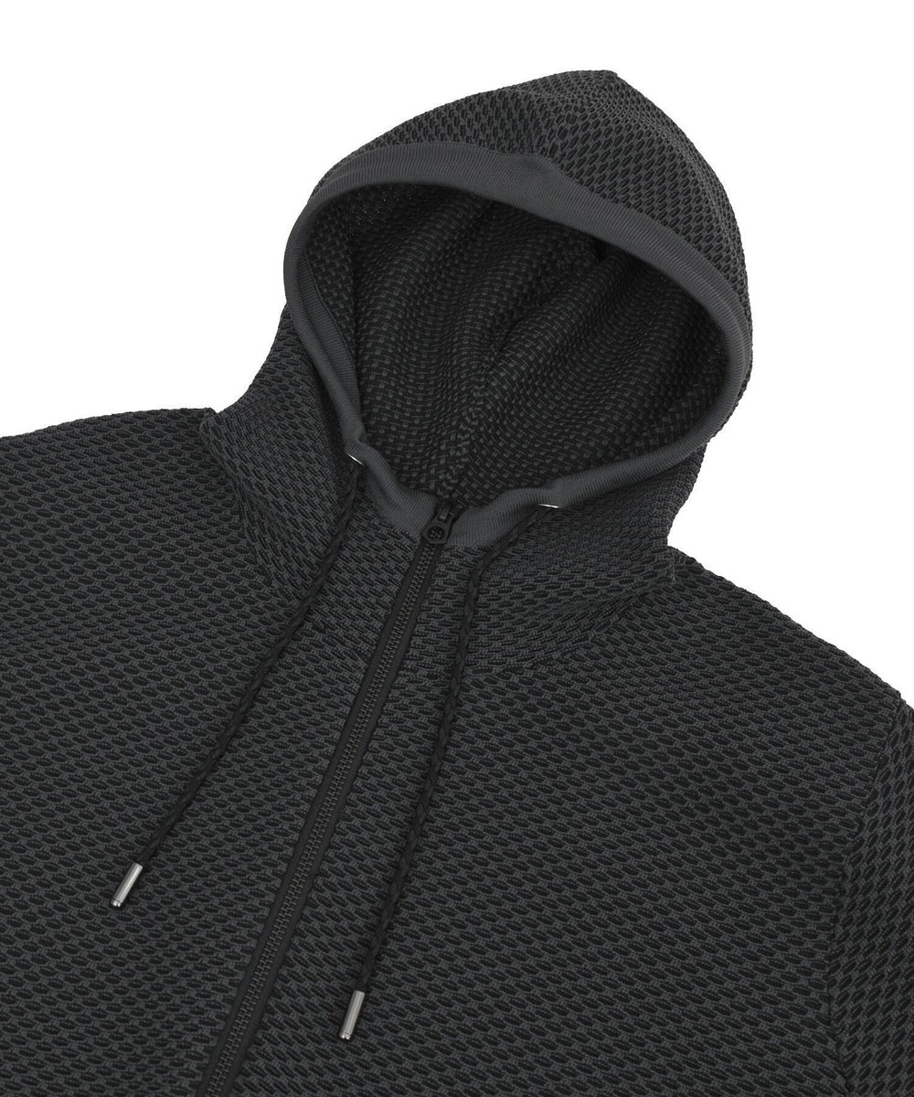 MEN'S BIGI ハニカムニット ジップパーカー ブラック系その他