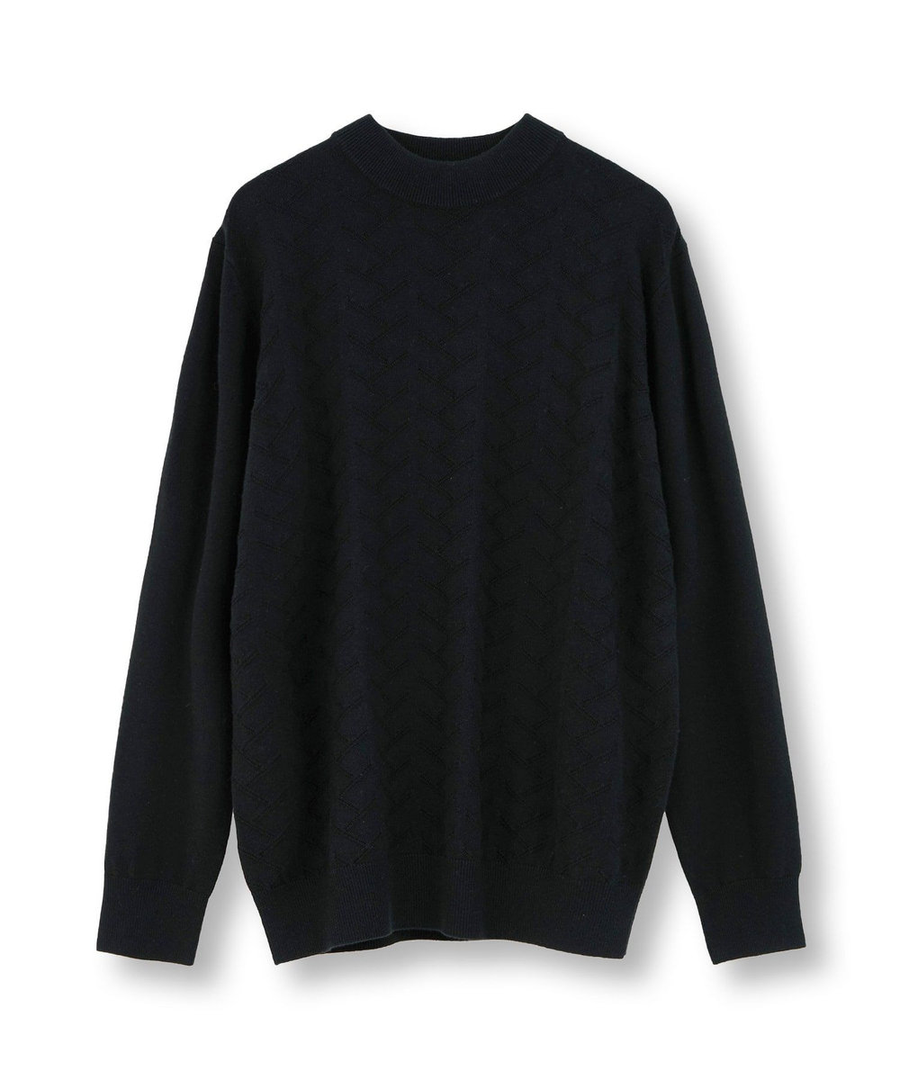 MEN'S BIGI 【ACTIVE TAILOR/アクティブテイラー】12Gジャカードモックネックニット ブラック