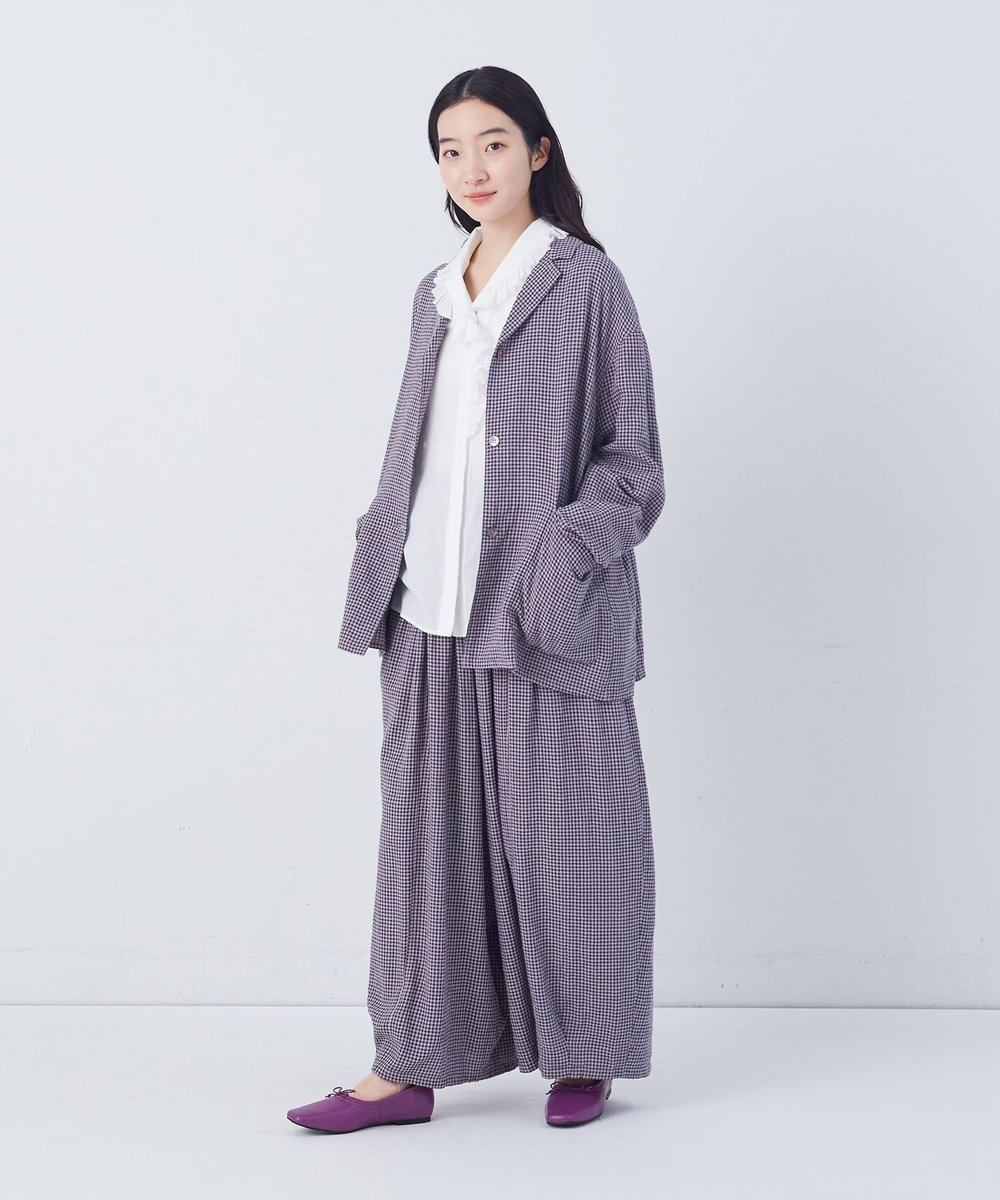 congés payés ADIEU TRISTESSE 【FAVE】シャーリングワイドロングサルエルパンツ グレー系その他