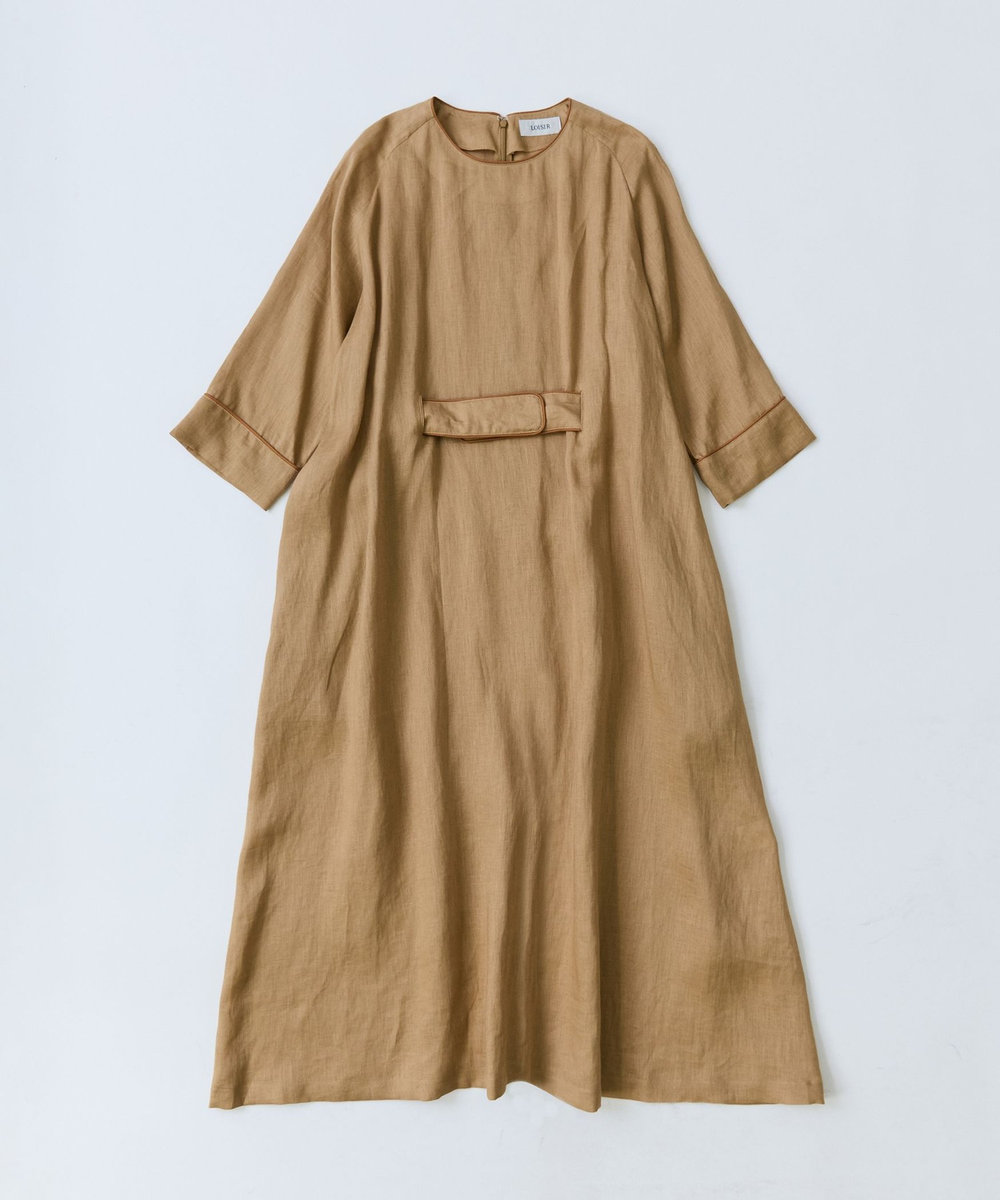 LOISIR ノーザンリネンベルテッドワンピース ベージュ