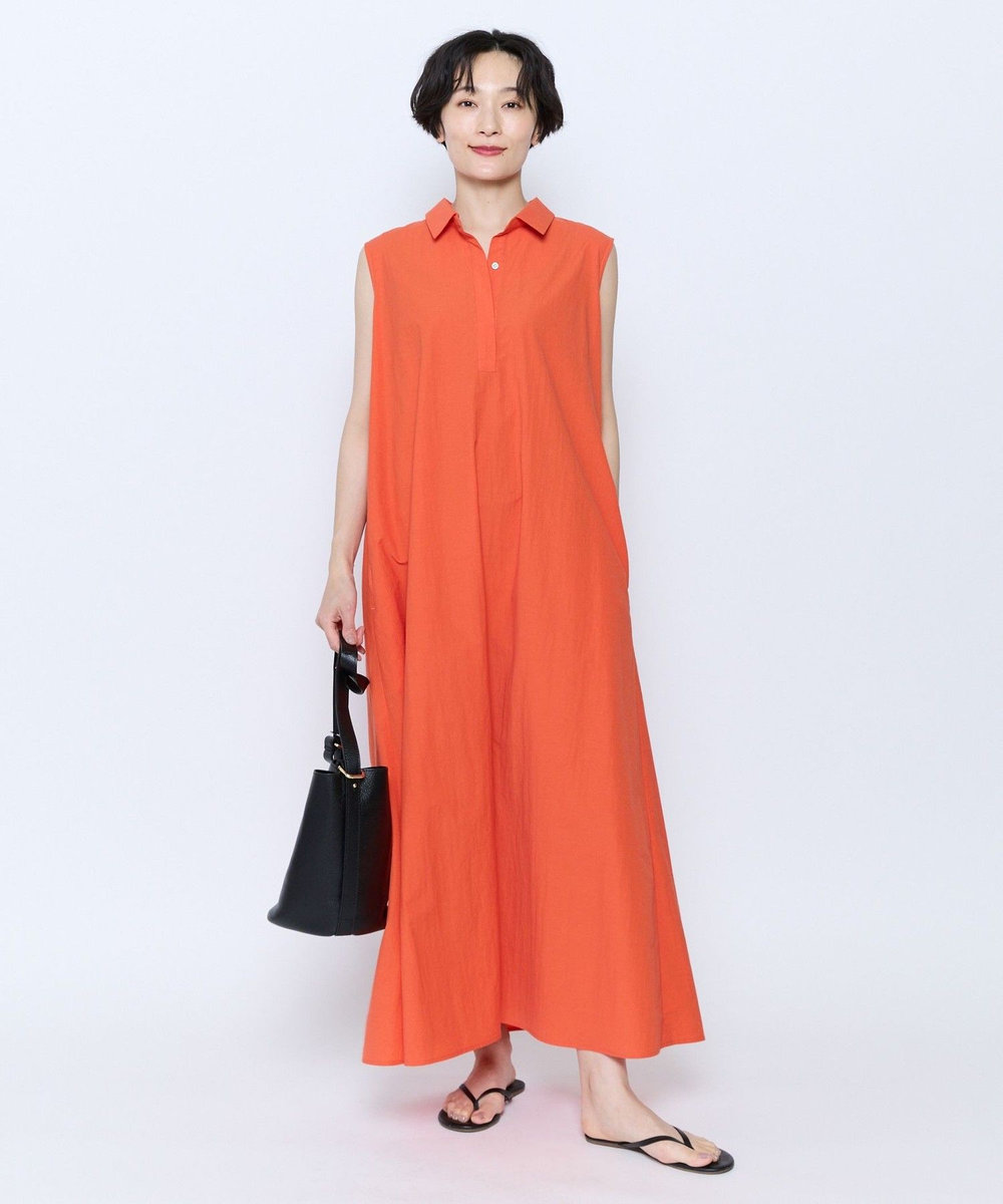 feerique feerique 綿ナイロンクロスAラインワンピース オレンジ