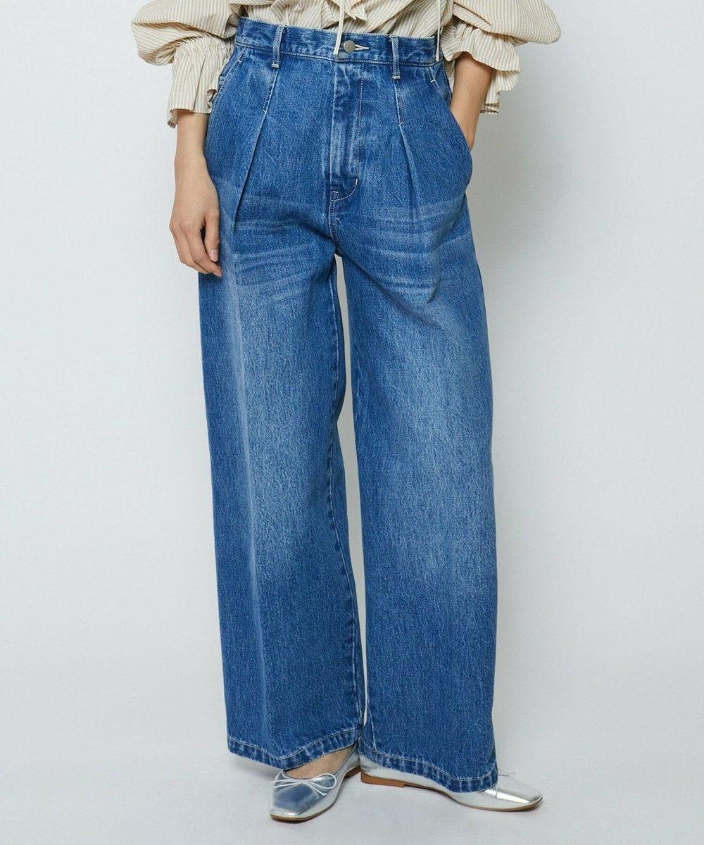 feerique feerique ヴィンテージライクワイドデニムパンツ ブルー