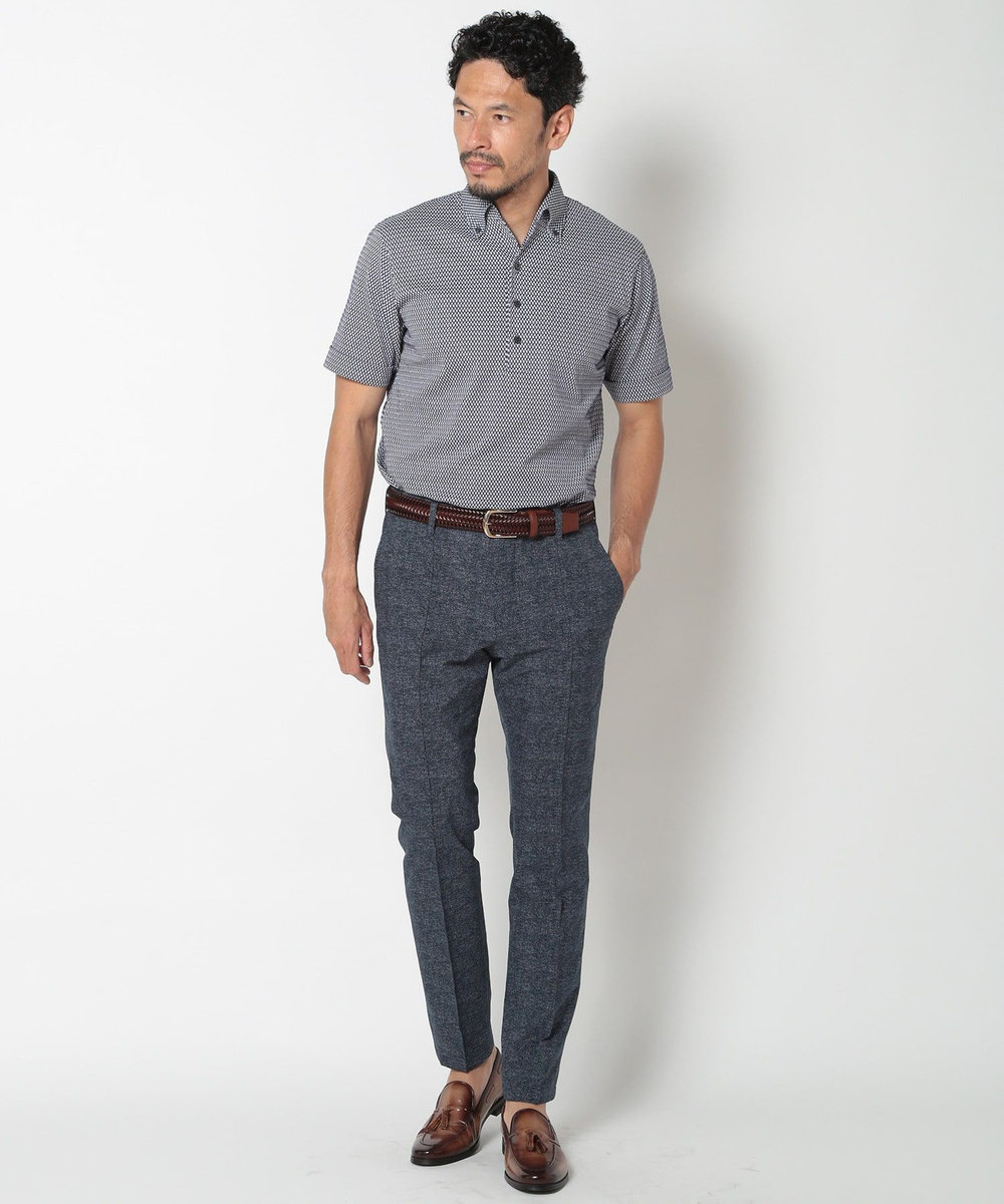 MEN'S BIGI 【ACTIVE TAILOR】COOL MAXサッカー織りワンピースカラーポロシャツ ブルー