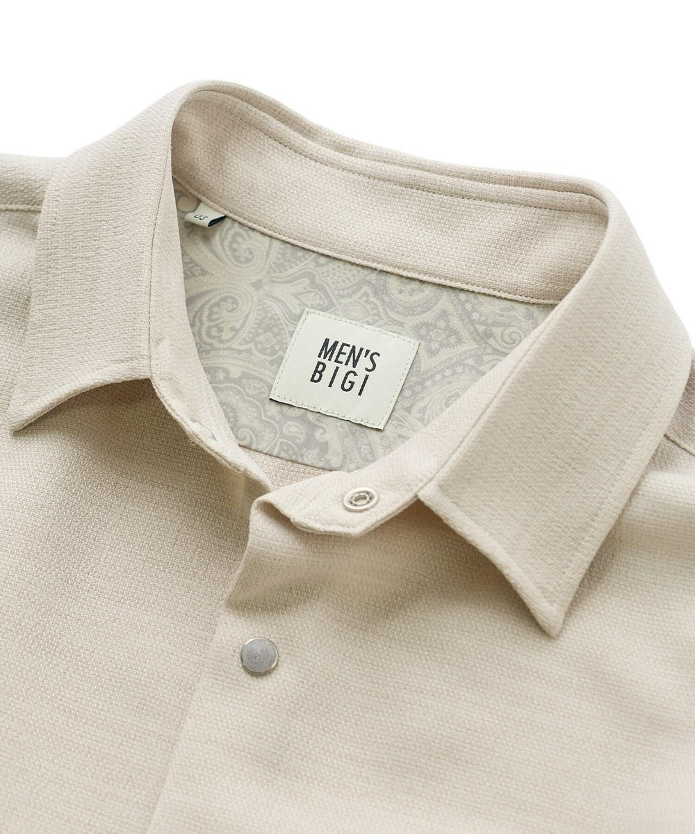 MEN'S BIGI 	ブッチャー七分袖シャツ＜ストレッチ/イージーケア/吸汗性/通気性＞ ベージュ