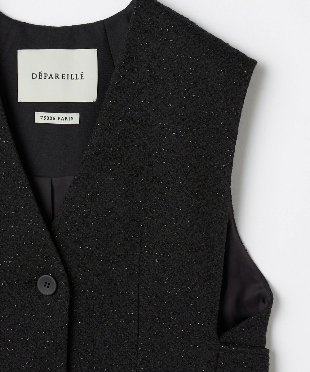 DÉPAREILLÉ TWEED GILET / ツィードジレ ブラック