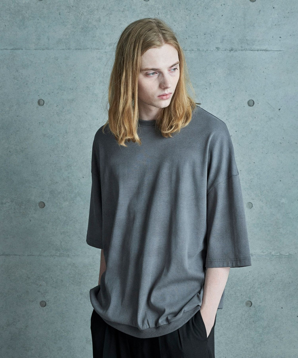 MEN'S BIGI ムラ染めプリントルーズフィットTEE グレー
