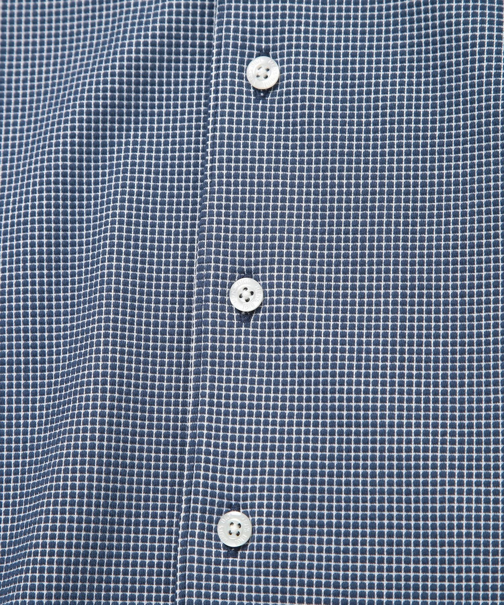 MEN'S BIGI 【ACTIVE TAILOR】吸水速乾ミニワッフルワンピースカラー半袖シャツ ネイビー