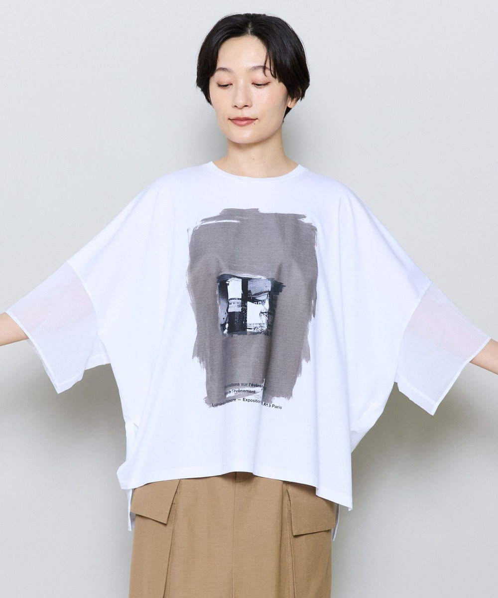 MOGA コットンスムースプリントドッキングトップス チャコールグレー