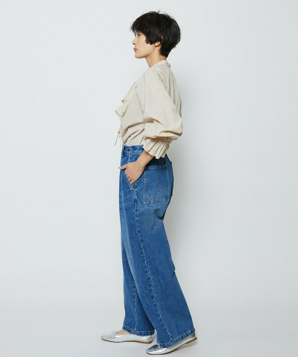 feerique feerique ヴィンテージライクワイドデニムパンツ ブルー