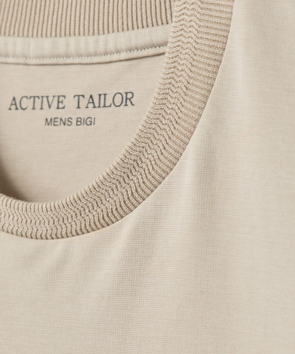 MEN'S BIGI 【ACTIVE TAILOR/アクティブテイラー】シルケットスムースクルーネックTシャツ＜接触冷感 / UVカット＞ ベージュ