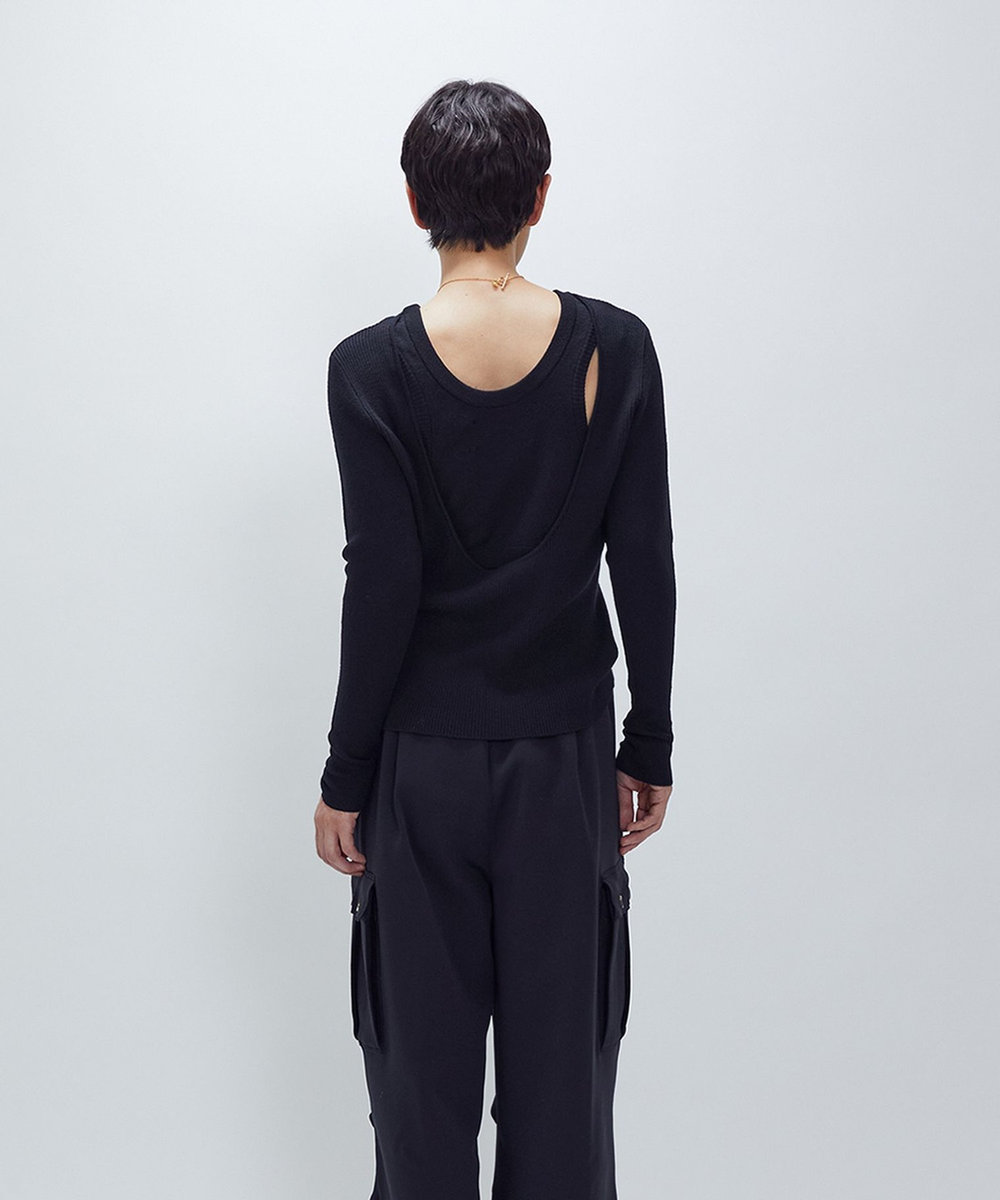 1er Arrondissement ＜LOWER（ローヴァー）＞14Gオープンバックニット ブラック
