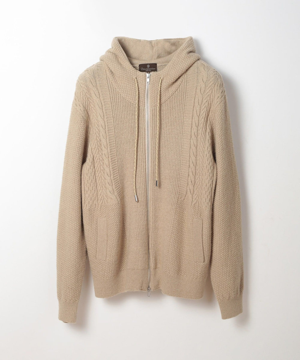 MEN'S BIGI ケーブルニットパーカー ベージュ