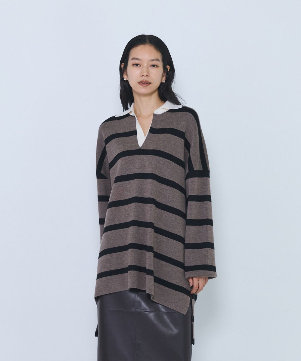 1er Arrondissement ＜INSCRIRE/アンスクリア＞"Rugby Shirt"ニットシャツ ベージュ