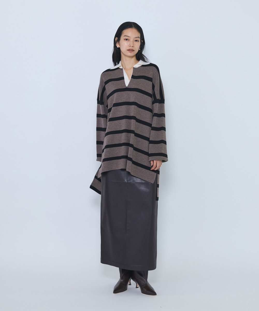 1er Arrondissement ＜INSCRIRE/アンスクリア＞"Rugby Shirt"ニットシャツ ベージュ