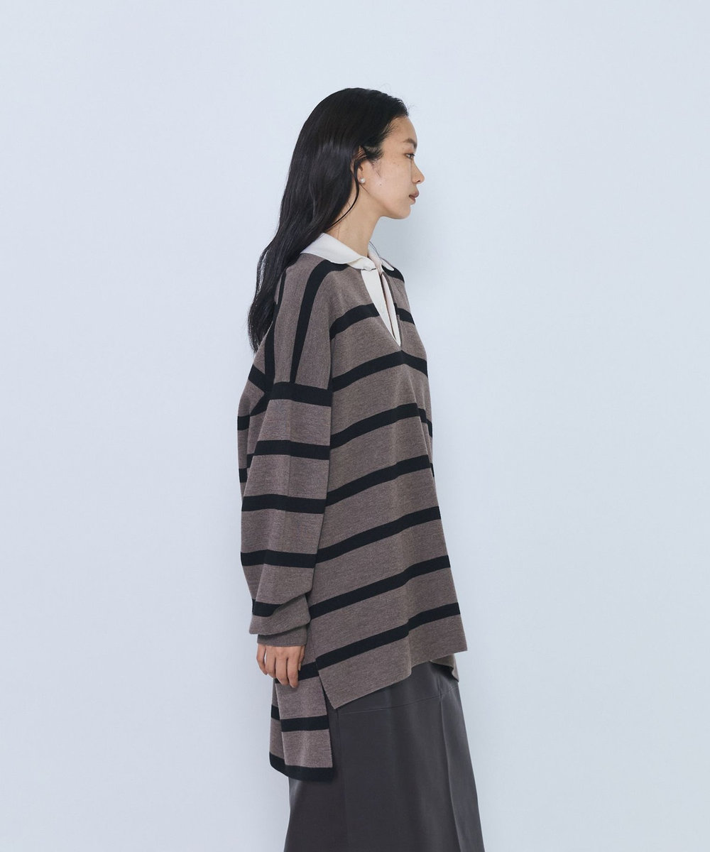 1er Arrondissement ＜INSCRIRE/アンスクリア＞"Rugby Shirt"ニットシャツ ベージュ