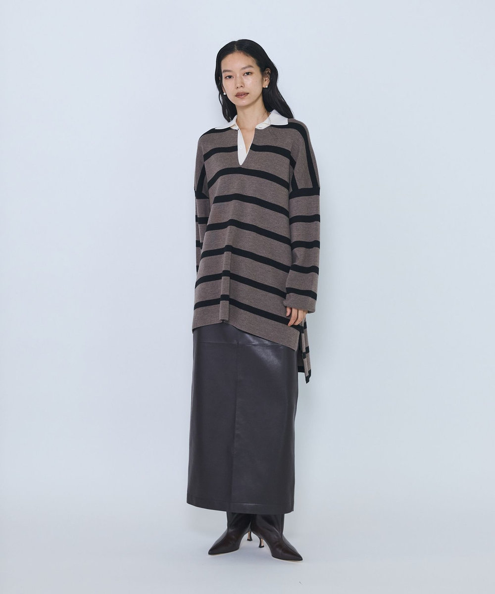 1er Arrondissement ＜INSCRIRE/アンスクリア＞"Rugby Shirt"ニットシャツ ベージュ